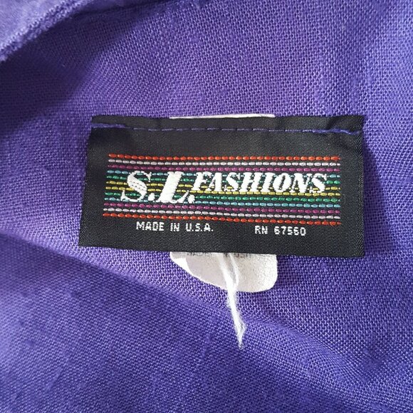 SL Fashions Vintage Womens Dress Size 12 Purple Double Breasted Faux Pockets Bel - Picture 6 of 7